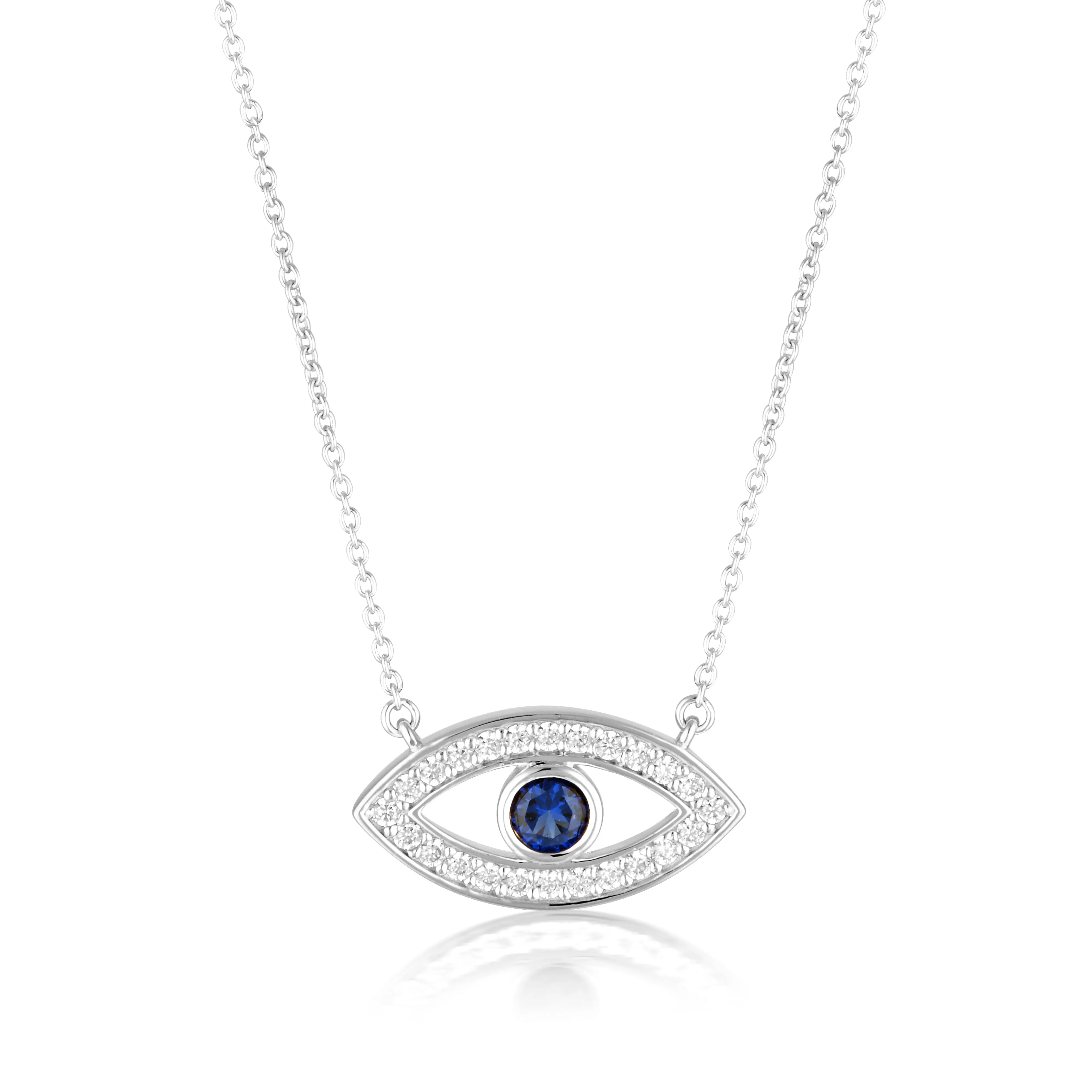 Georgini Rock Star Sterling Silver Blue Evil Eye Pendant On Chain