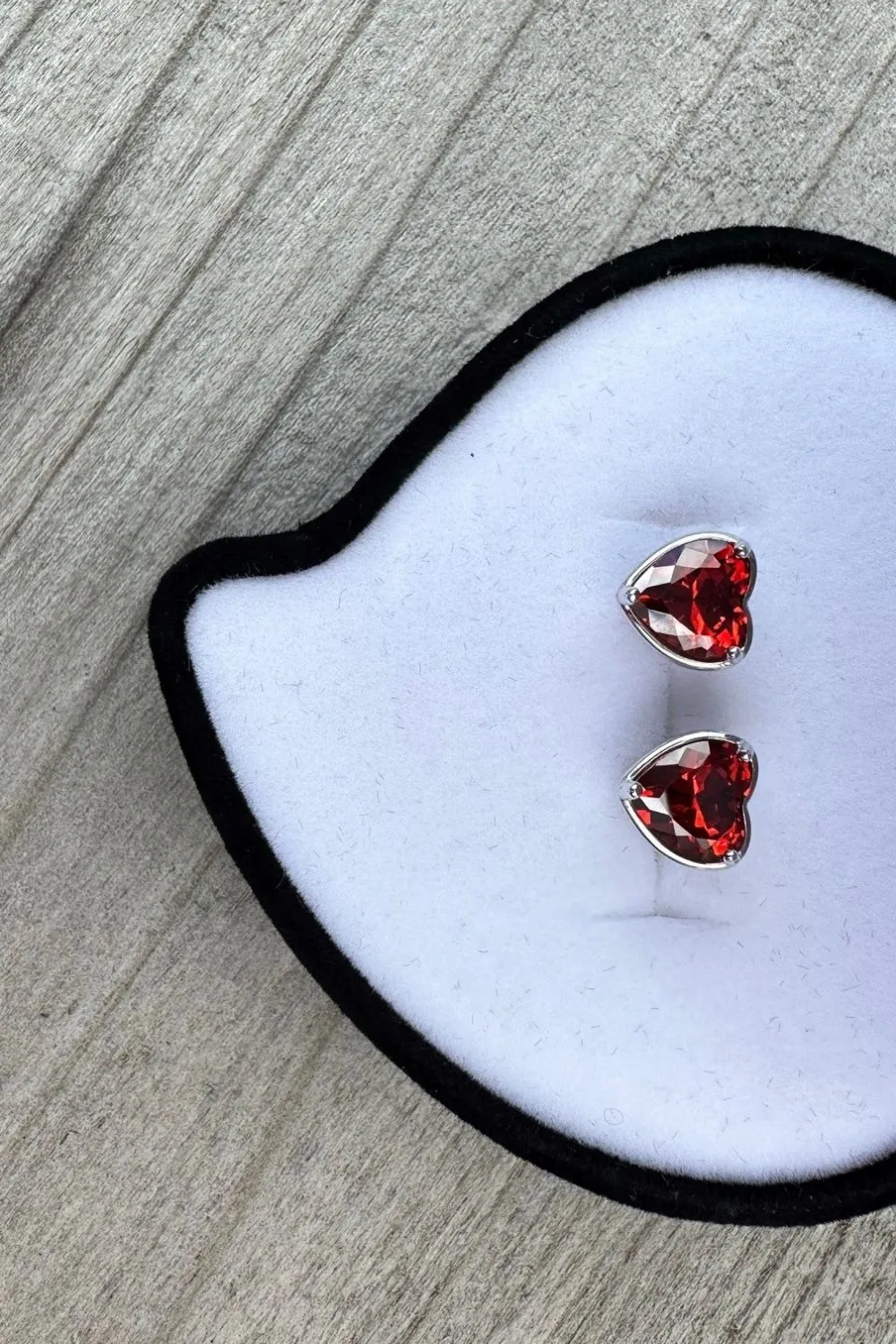 Glam Love Sterling Silver Stud Earrings - Red