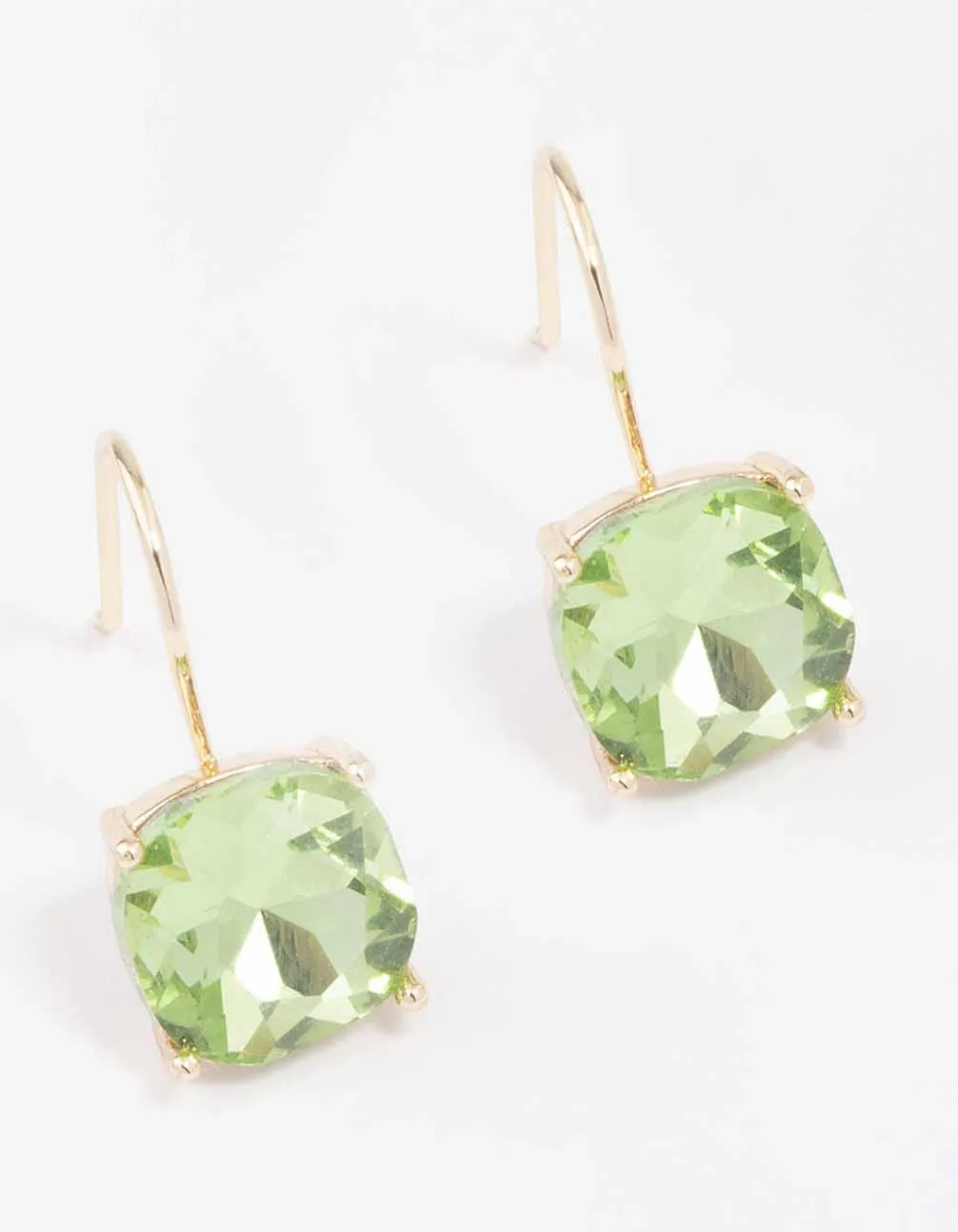 Gold Large Diamante Gem Drop Earrings