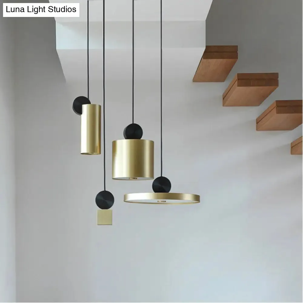 Gold LED Geometric Ceiling Light for Dining Room