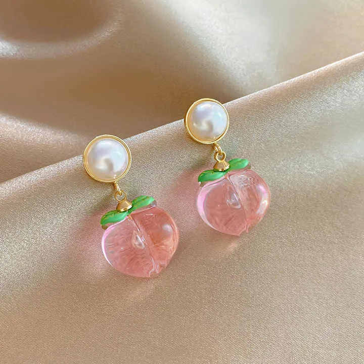 Gold Plated Peach Shaped Pearl Drop Earring