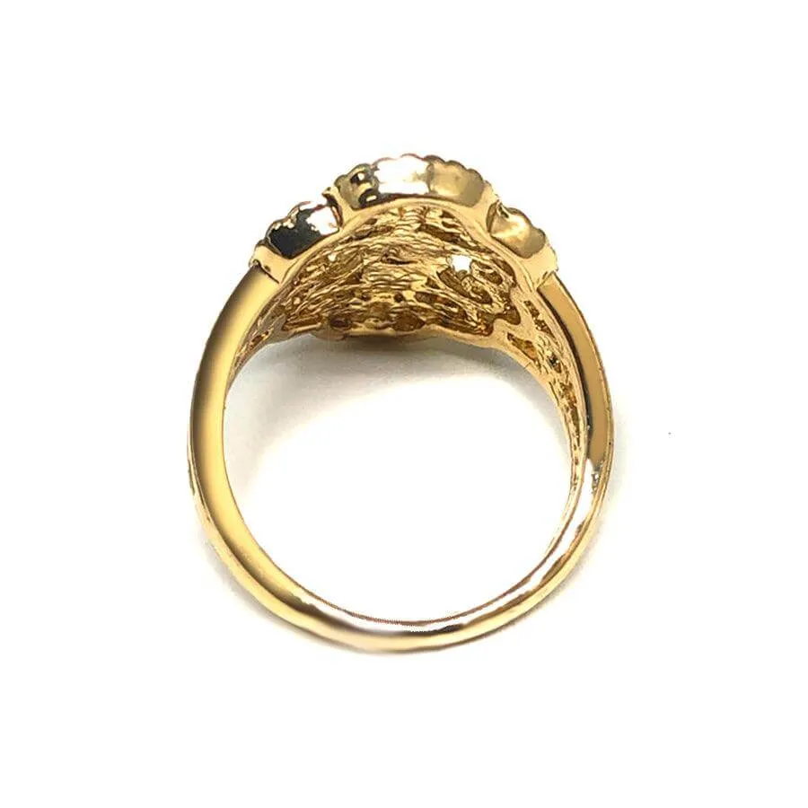 Gold Plated Yellow San Judas Ring Saint Jude Filigree Ring Anillo