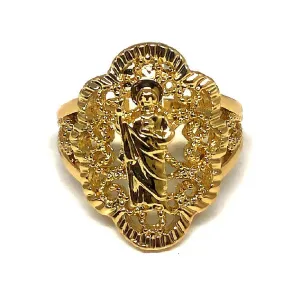 Gold Plated Yellow San Judas Ring Saint Jude Filigree Ring Anillo