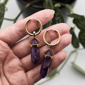 Golden Amethyst Hoops