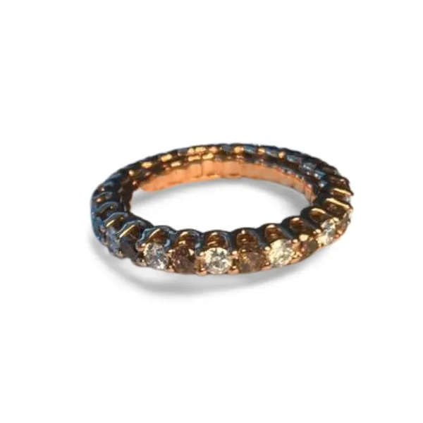 Gorgeous 14K Pink Rose Gold Champagne Diamond Eternity Band Ring