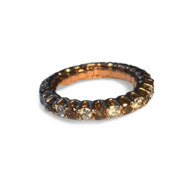 Gorgeous 14K Pink Rose Gold Champagne Diamond Eternity Band Ring