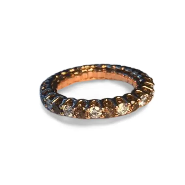 Gorgeous 14K Pink Rose Gold Champagne Diamond Eternity Band Ring