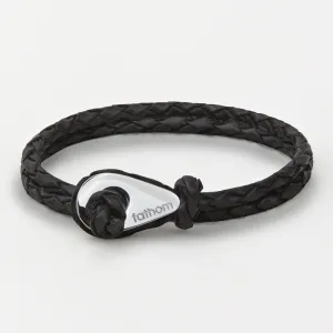 GOTEBORG Thimble Double Braided Leather Bracelet Black Silver