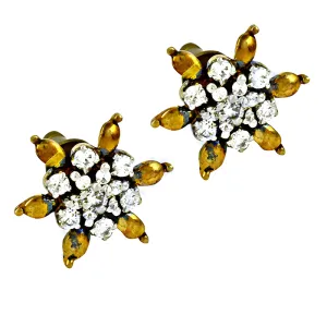 Graceful Cubic Zirconia Silver Earrings - Rocking Flower Style CZ Earrings