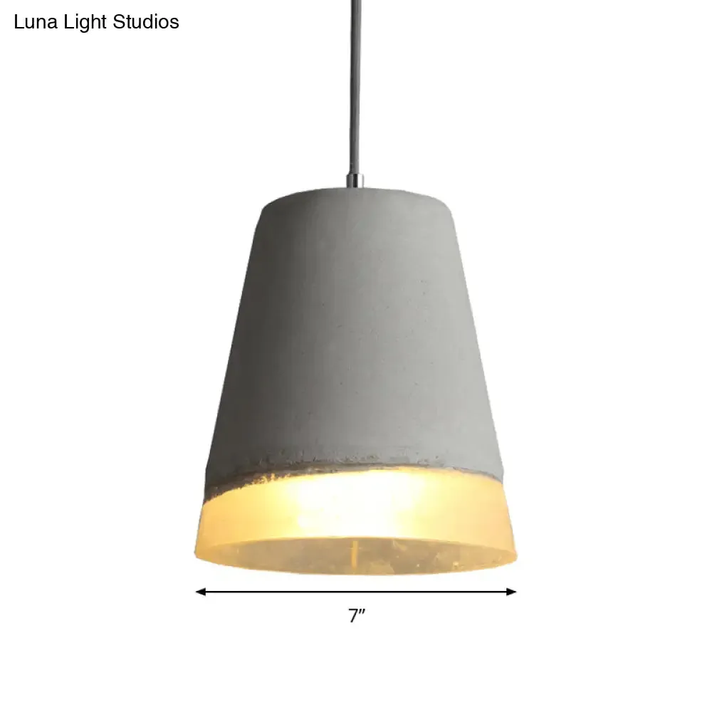 Gray Cement Empire Shade Pendant: Modern Hanging Lamp for Dining Room with 1 Light