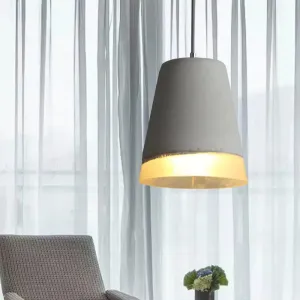 Gray Cement Empire Shade Pendant: Modern Hanging Lamp for Dining Room with 1 Light