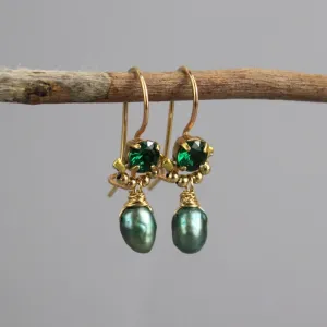 Green Zircon Dancer Earrings