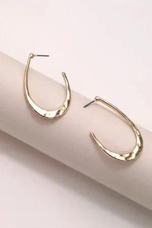 Hammered U-Shape Hoop Earrings - Gold