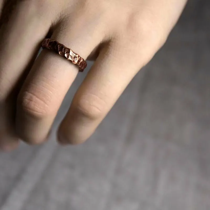 Hand Hammered Solid Copper Adjustable Ring