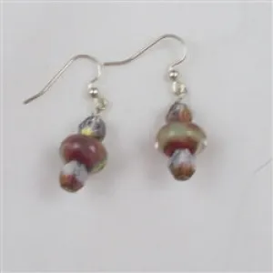 Handmade Artisan Bead Earrings in Rose