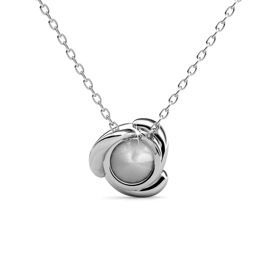 Harmony Peaceful 18k White Gold Plated Necklace with a Sparkling Solitaire Round Cut Swarovski Crystal