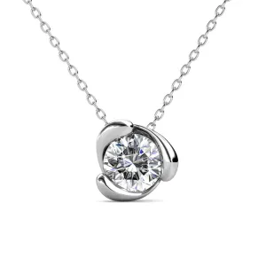 Harmony Peaceful 18k White Gold Plated Necklace with a Sparkling Solitaire Round Cut Swarovski Crystal