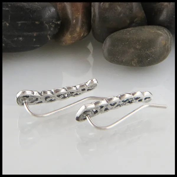 Heart Knot Ear Climbers in Silver