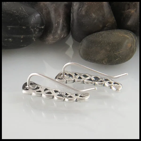 Heart Knot Ear Climbers in Silver