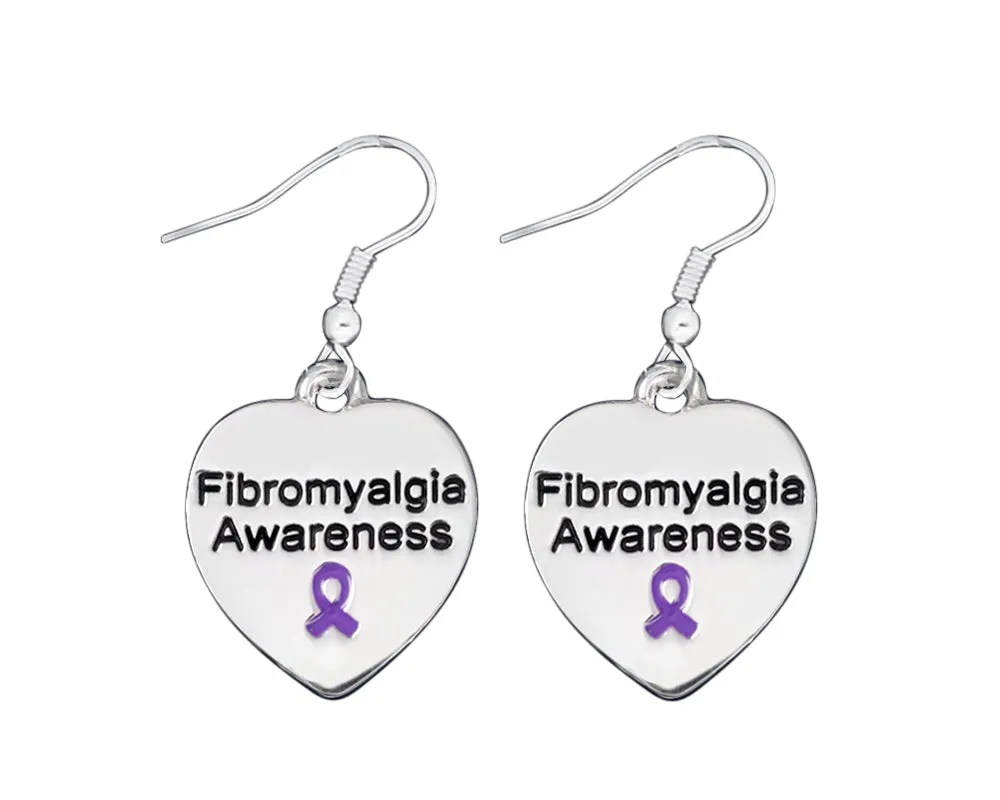 Heart Shaped Fibromyalgia Awareness Earrings