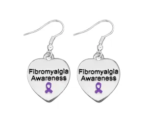 Heart Shaped Fibromyalgia Awareness Earrings