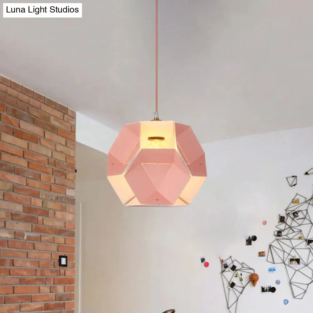 Hexagon Macaron Drop Pendant Light in Yellow/Pink for Restaurants