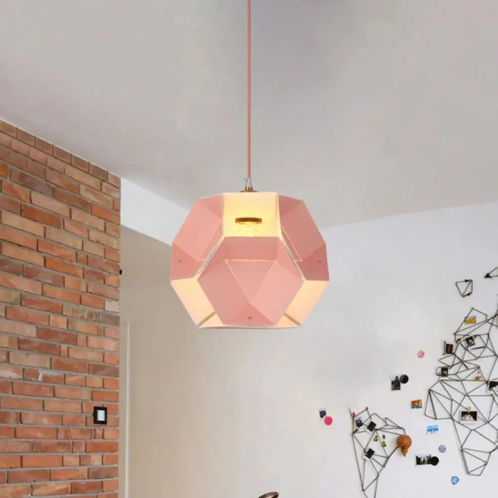 Hexagon Macaron Drop Pendant Light in Yellow/Pink for Restaurants