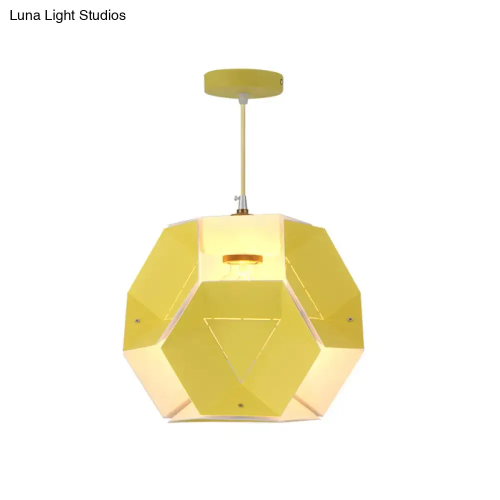 Hexagon Macaron Drop Pendant Light in Yellow/Pink for Restaurants