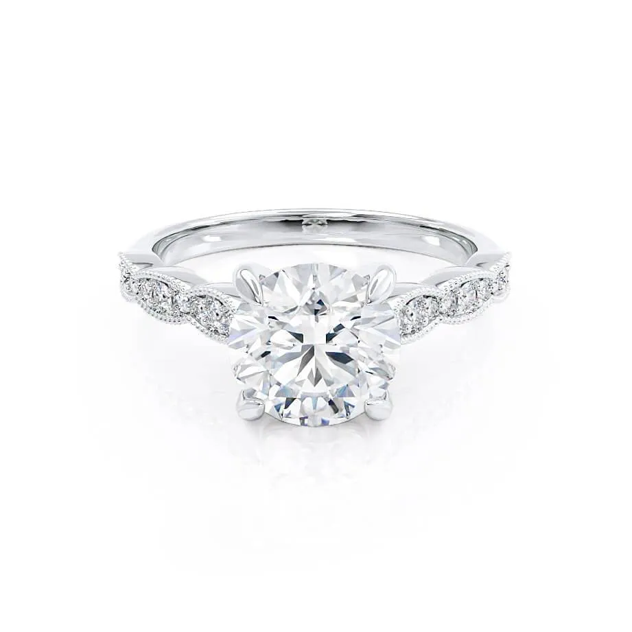 HONOR - Round Diamond Shoulder Set 18k White Gold Engagement Ring