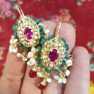 Indian Maharaja Pink Cubic Zirconia Earrings