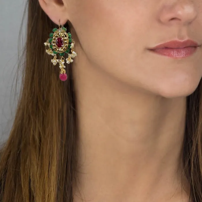 Indian Maharaja Pink Cubic Zirconia Earrings