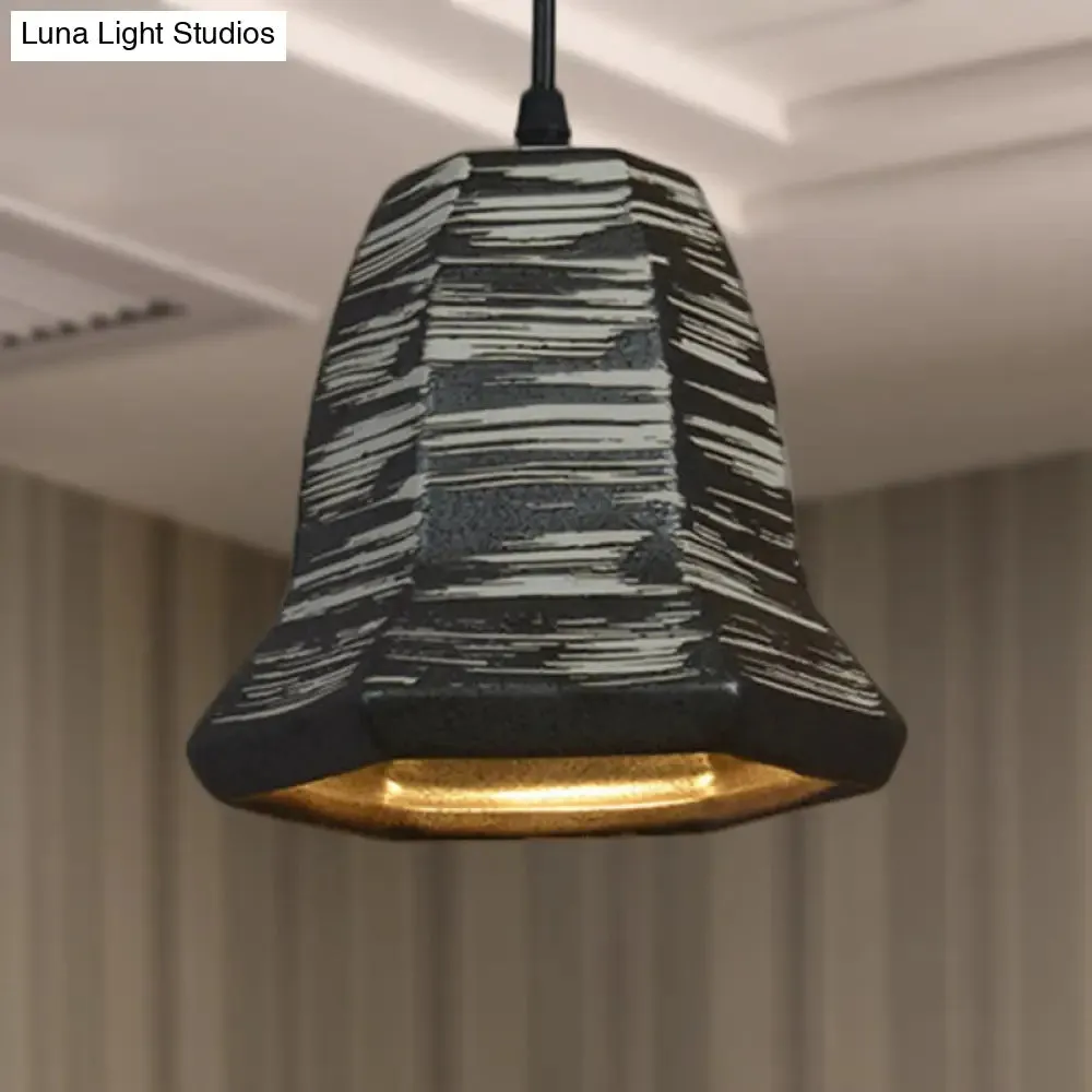 Industrial Ceramic Pendant Light in Grey for Restaurant with Barrel/Bell/Urn Shade