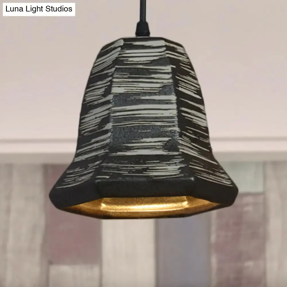 Industrial Ceramic Pendant Light in Grey for Restaurant with Barrel/Bell/Urn Shade