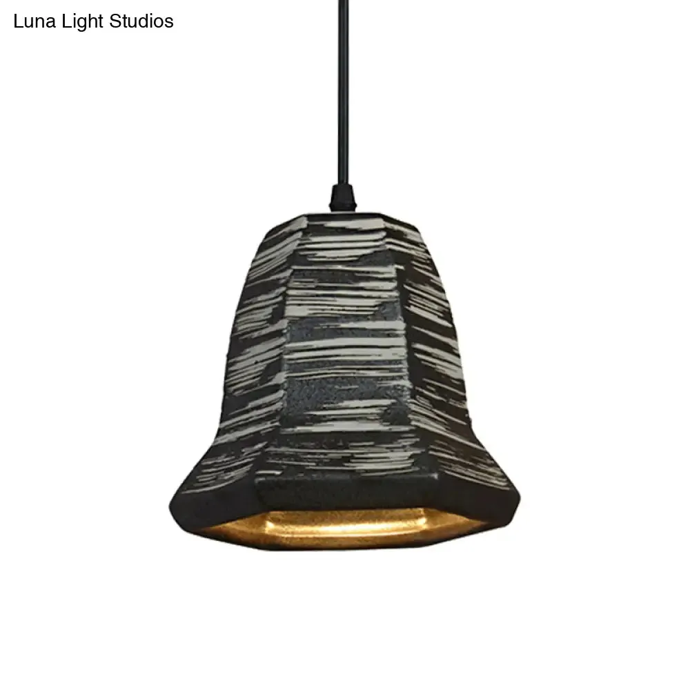 Industrial Ceramic Pendant Light in Grey for Restaurant with Barrel/Bell/Urn Shade