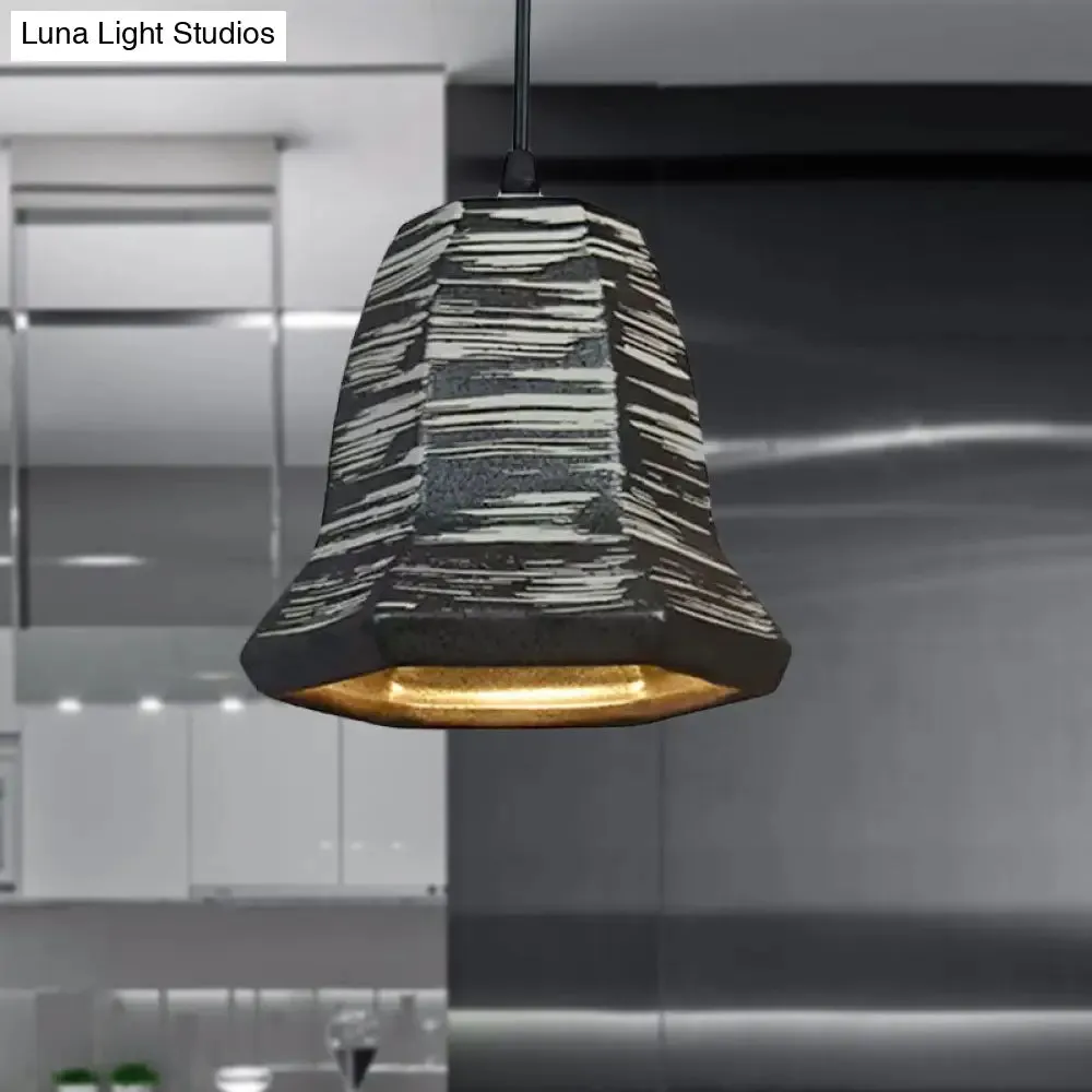 Industrial Ceramic Pendant Light in Grey for Restaurant with Barrel/Bell/Urn Shade