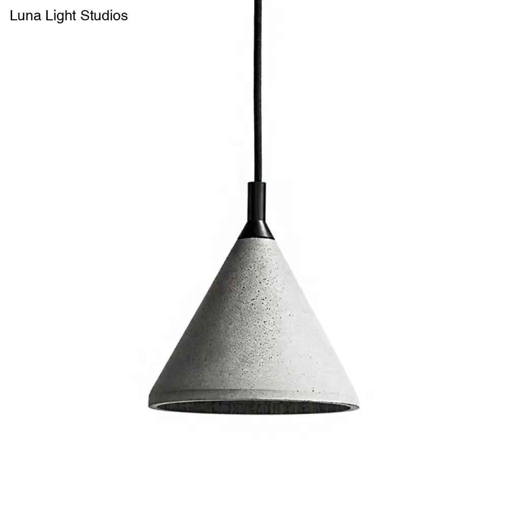 Industrial Style Gray Cement Cone Hanging Lamp - Adjustable Pendant Lighting for Living Room