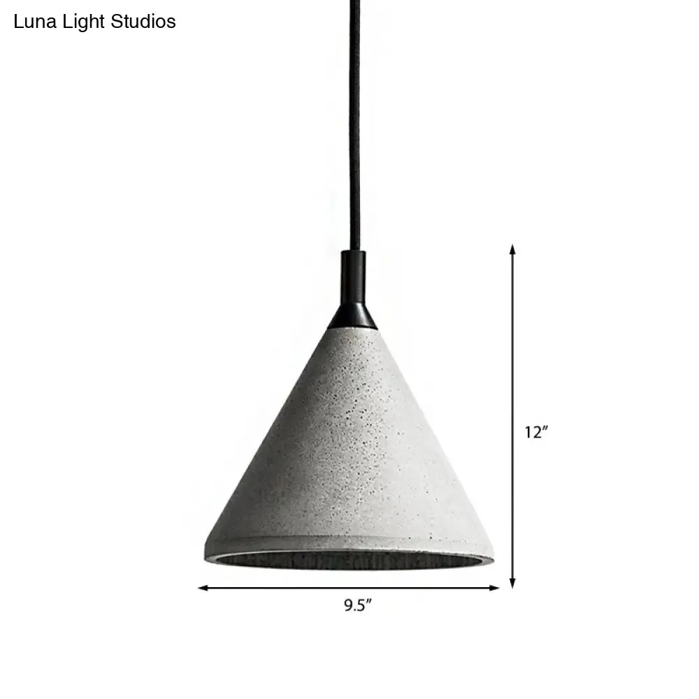 Industrial Style Gray Cement Cone Hanging Lamp - Adjustable Pendant Lighting for Living Room