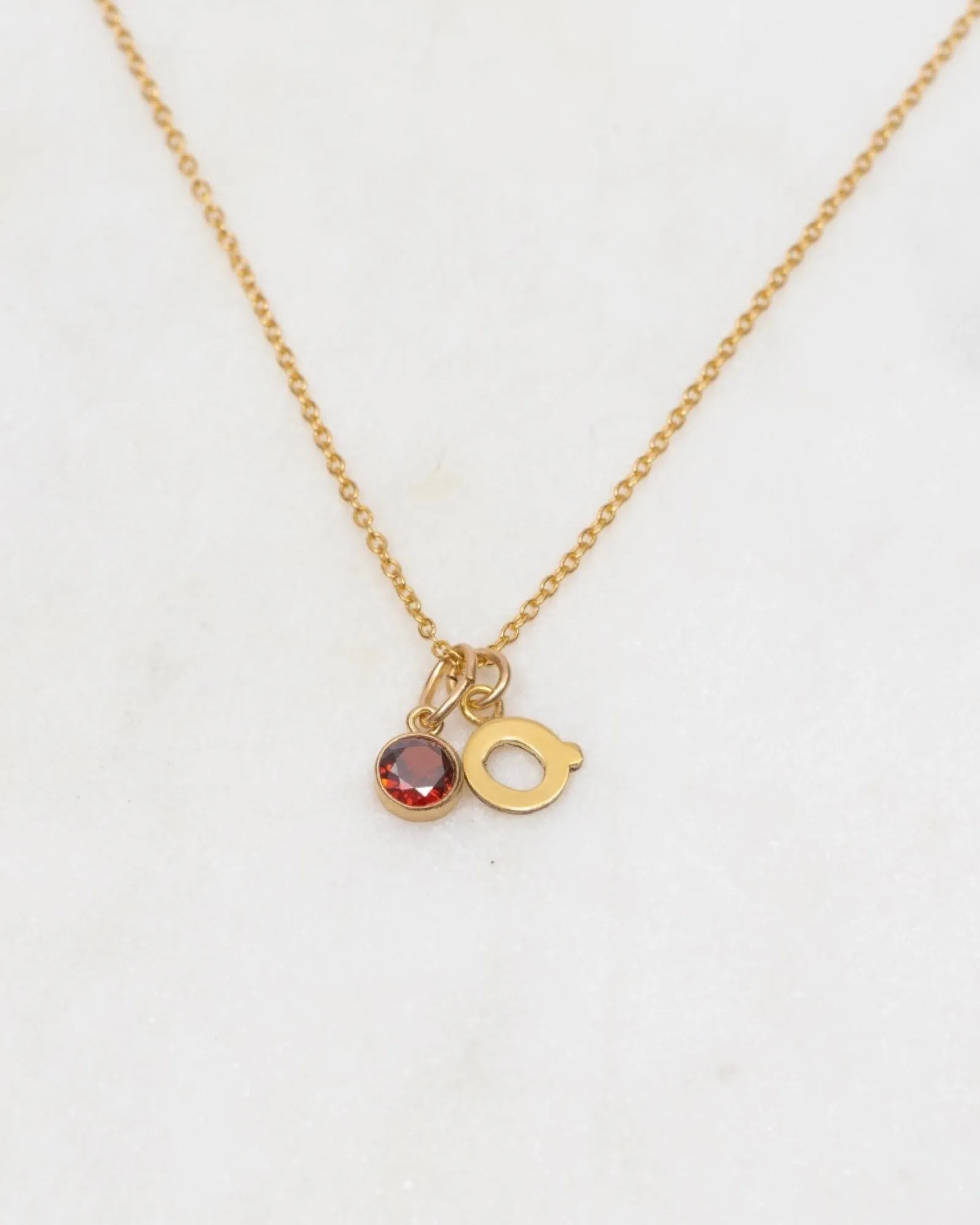 Initial Q with Birthstone Necklace