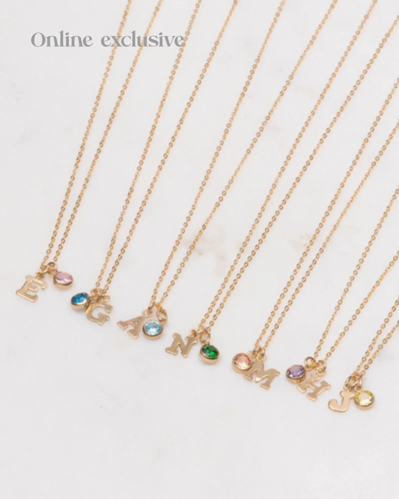 Initial Q with Birthstone Necklace