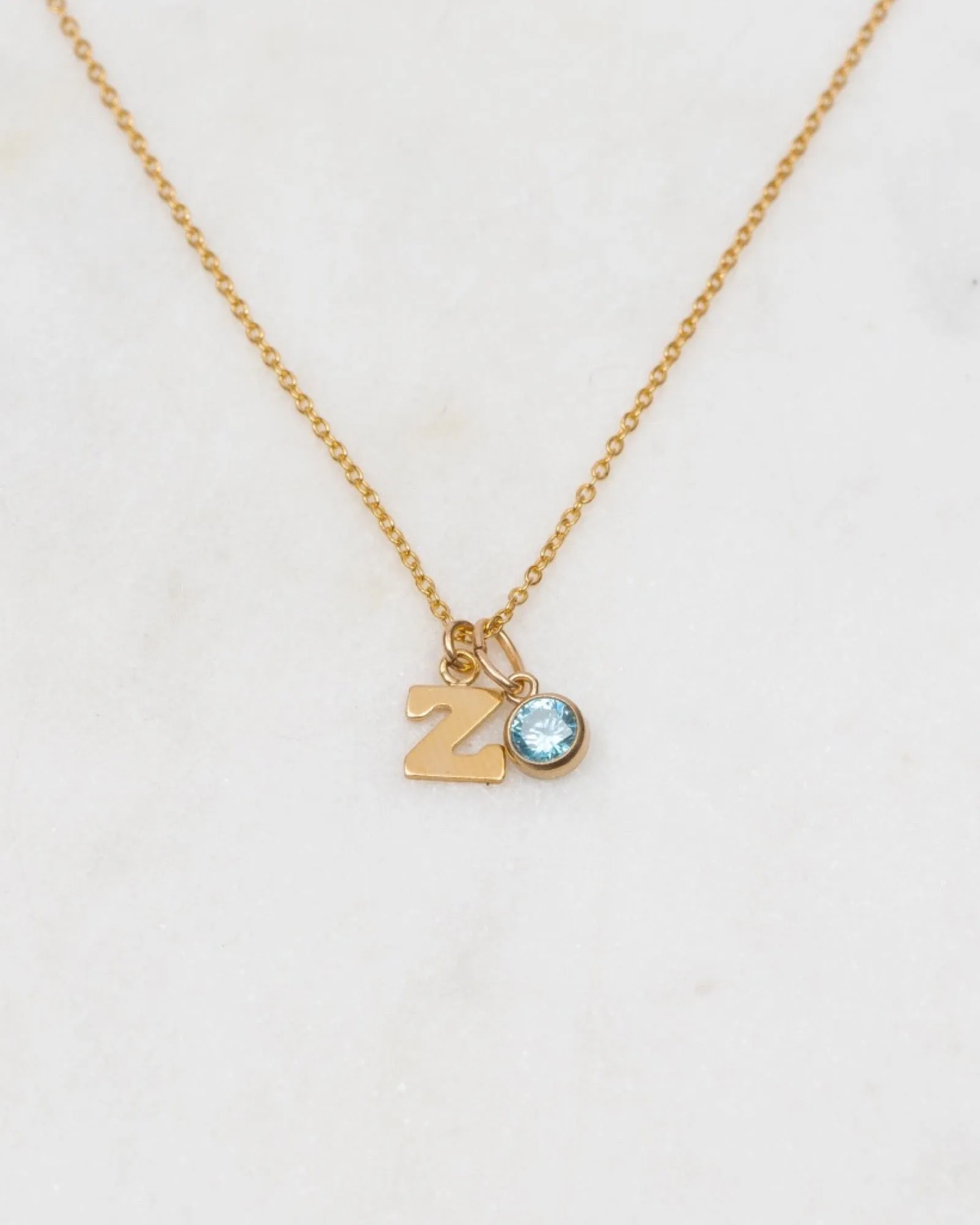 Initial Z with Birthstone Necklace