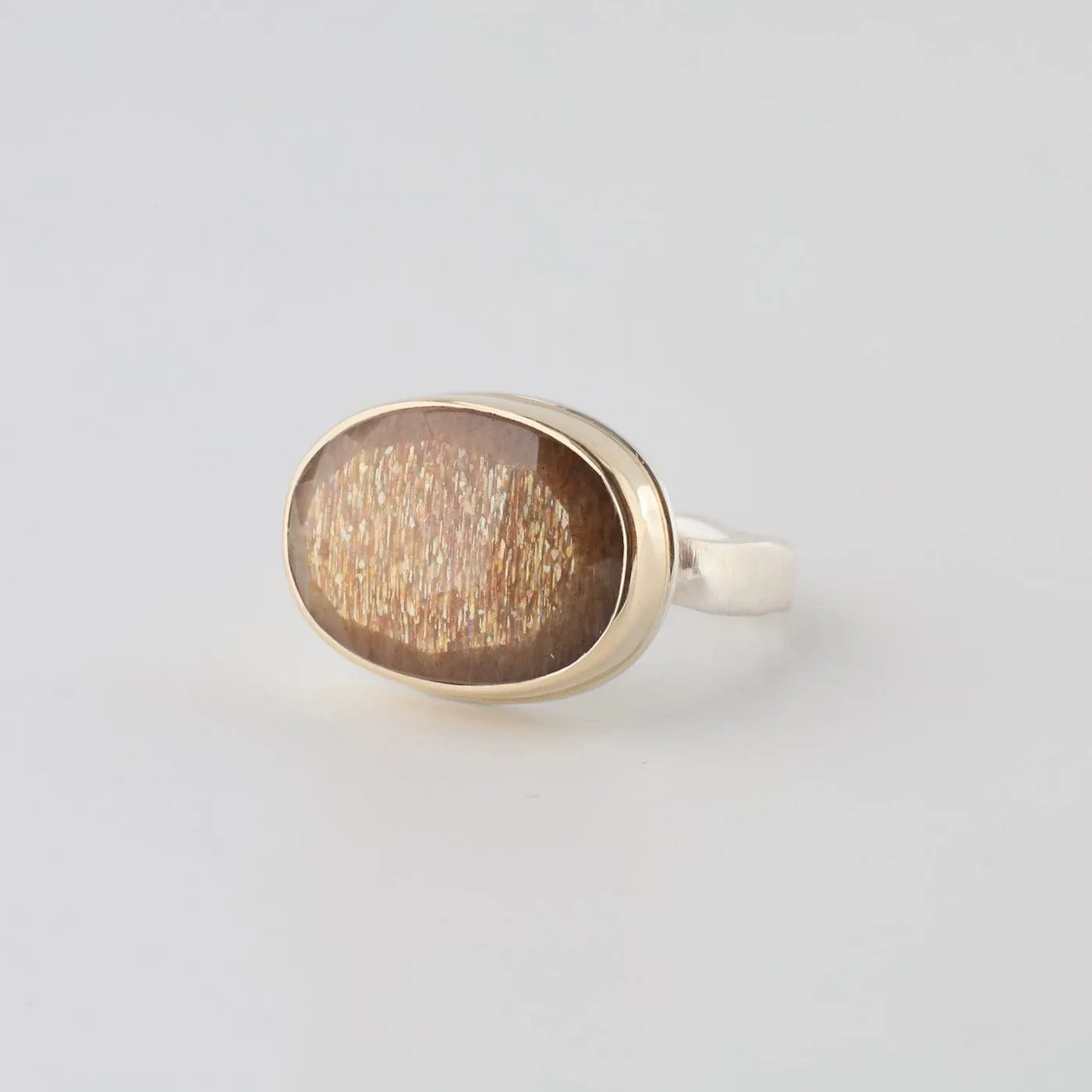 Jamie Joseph Oval Rose Cut Golden Moonstone Ring