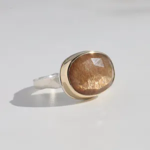 Jamie Joseph Oval Rose Cut Golden Moonstone Ring