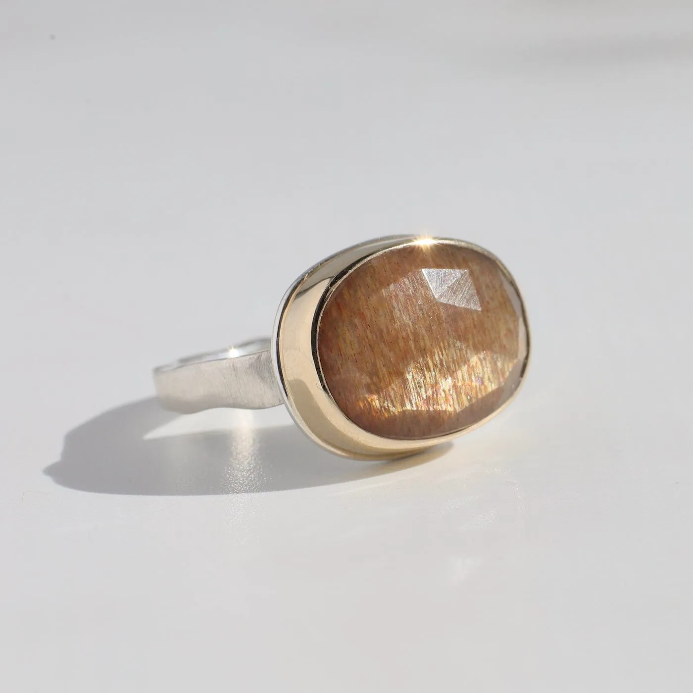 Jamie Joseph Oval Rose Cut Golden Moonstone Ring