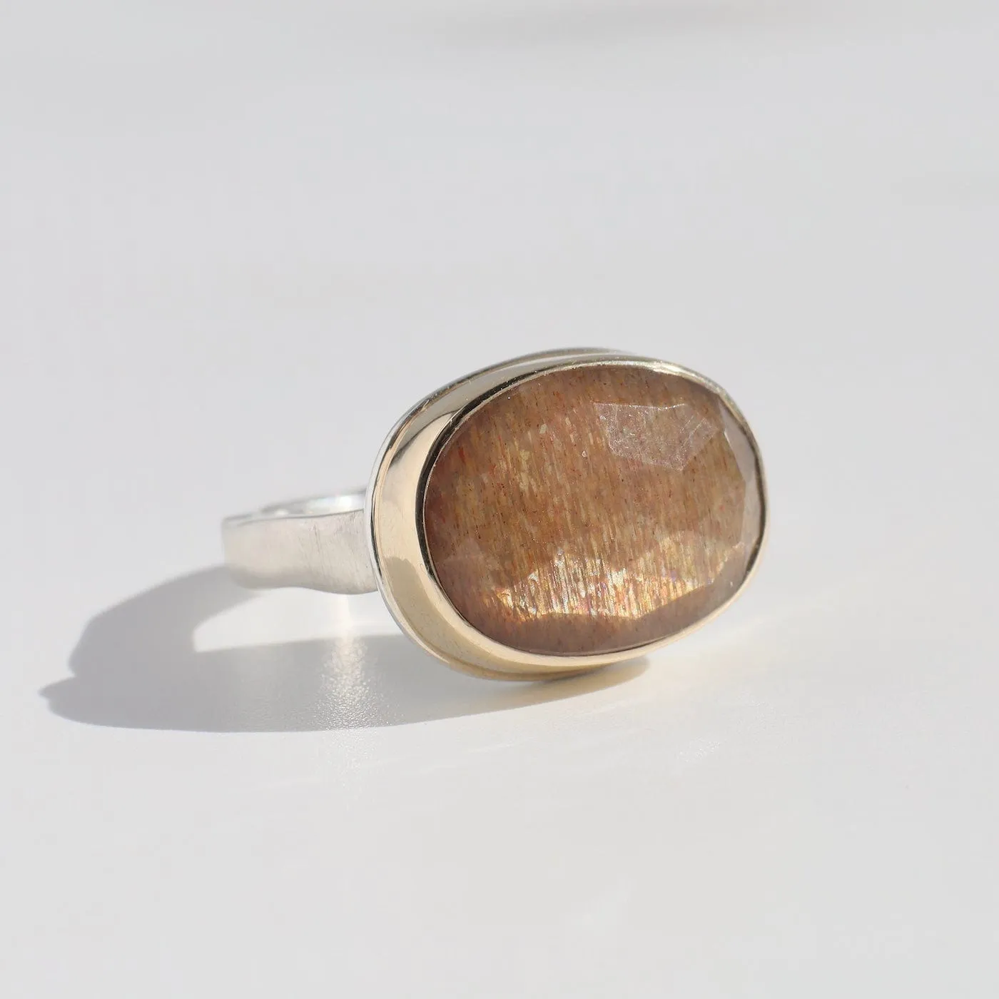 Jamie Joseph Oval Rose Cut Golden Moonstone Ring