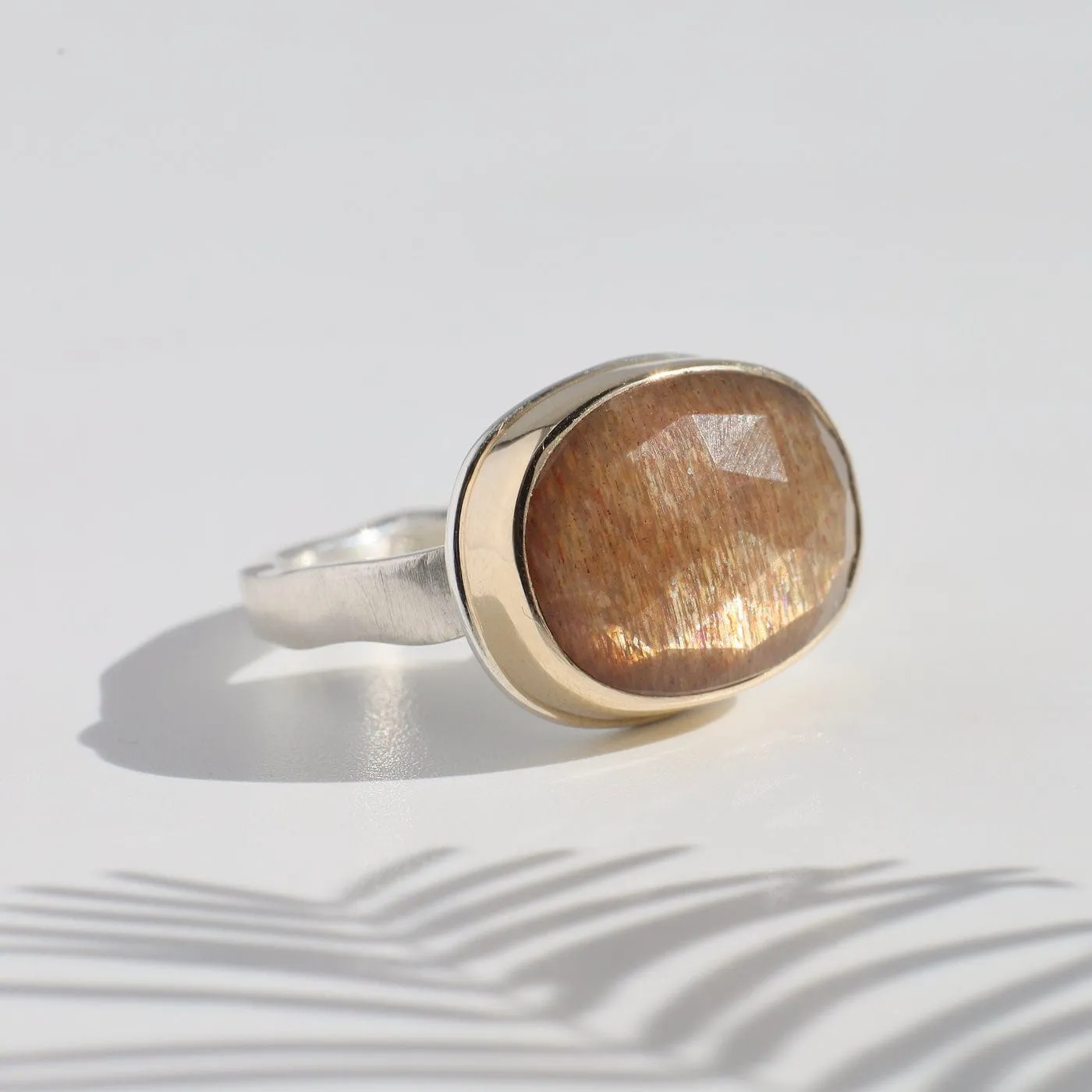 Jamie Joseph Oval Rose Cut Golden Moonstone Ring