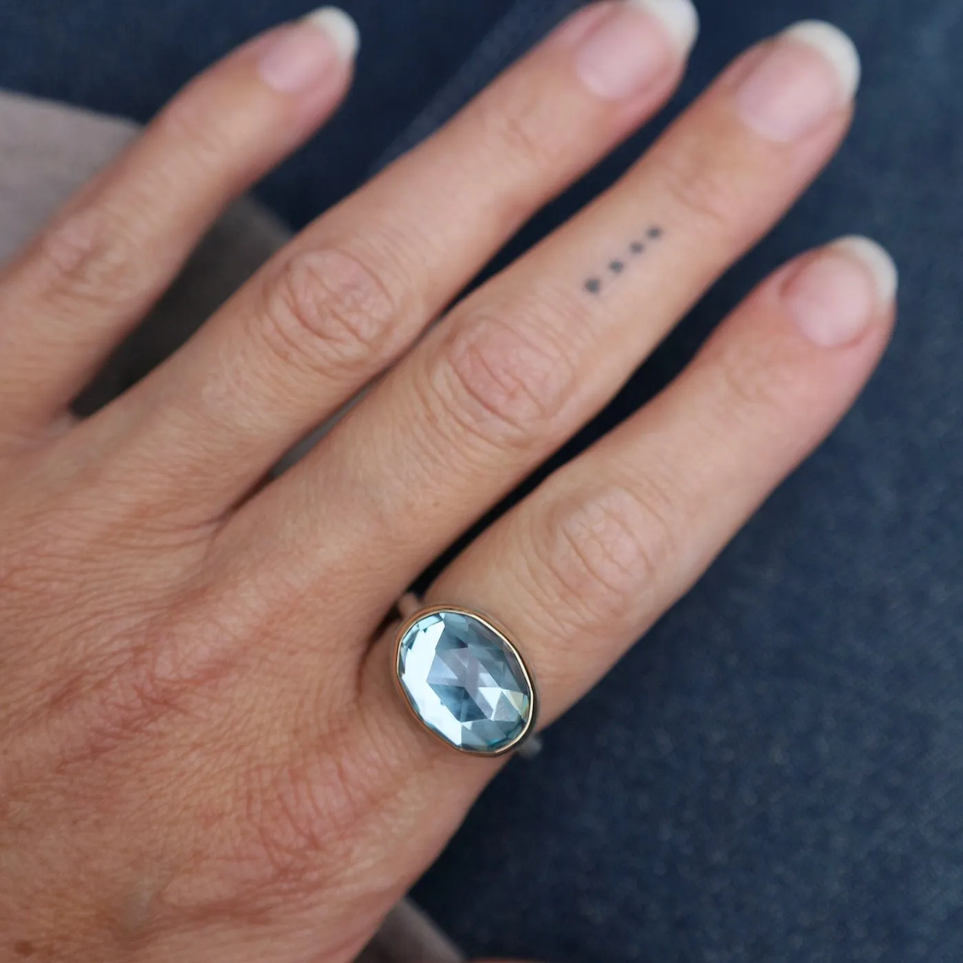 Jamie Joseph Rose Cut Sky Blue Topaz Ring