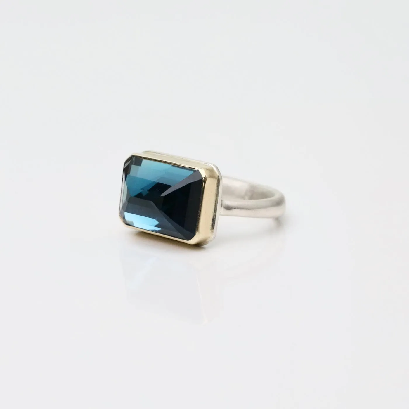 Jamie Joseph Small Rectangular Inverted London Blue Topaz Ring