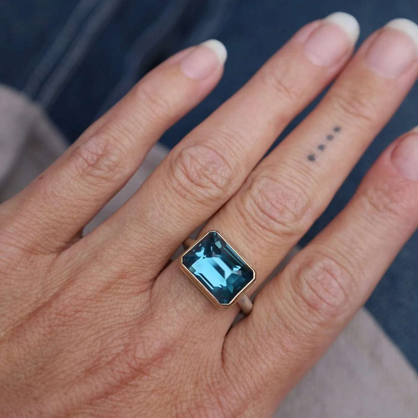 Jamie Joseph Small Rectangular Inverted London Blue Topaz Ring