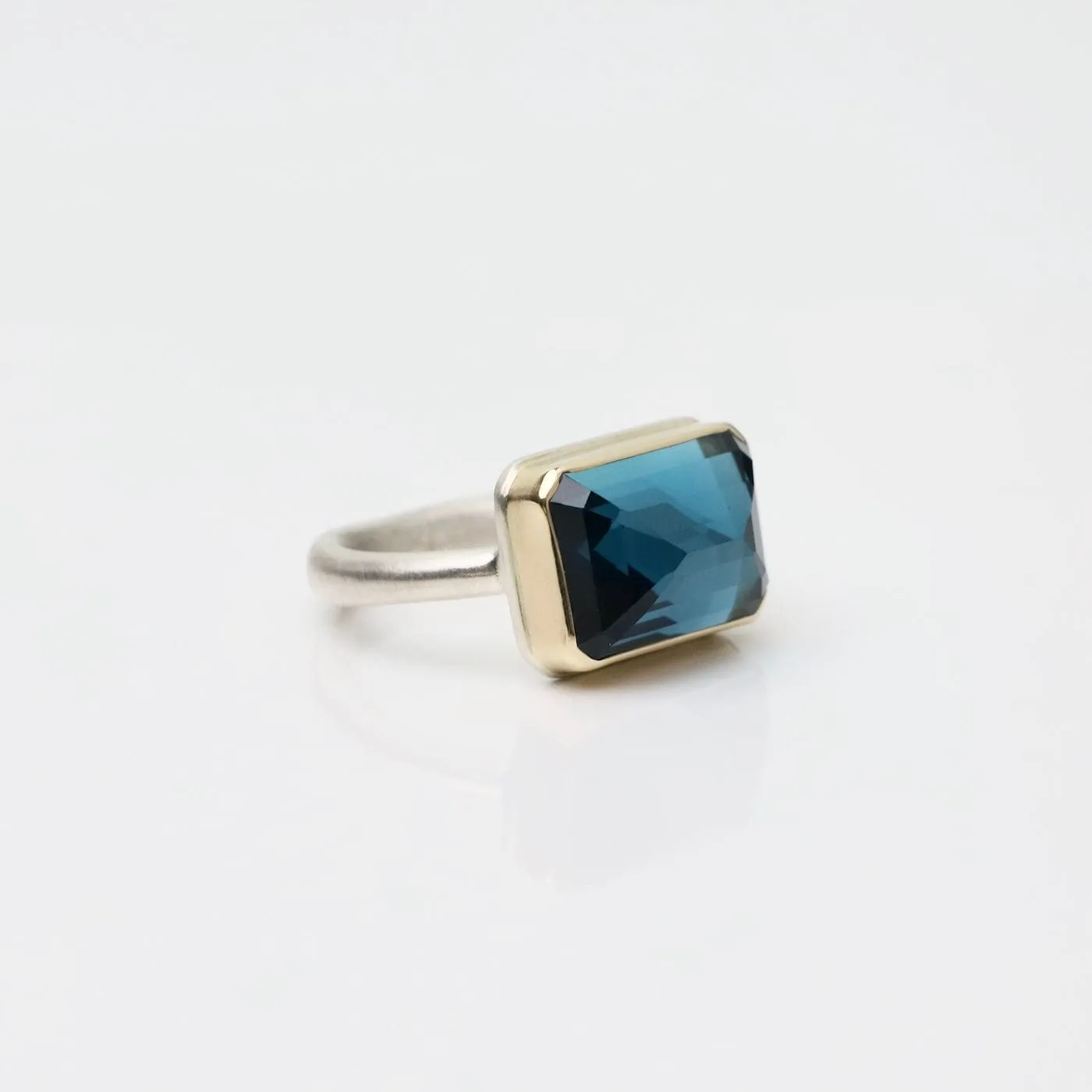 Jamie Joseph Small Rectangular Inverted London Blue Topaz Ring