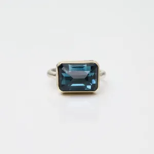 Jamie Joseph Small Rectangular Inverted London Blue Topaz Ring